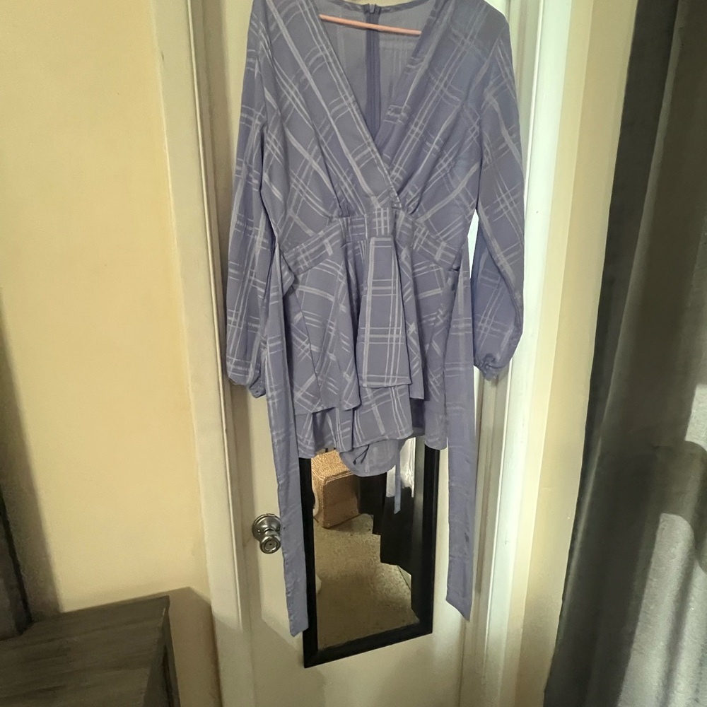 Purple Plaid Wrap Romper